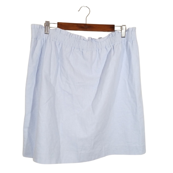 J Crew Baby Blue Cotton Linen Blend Pull On Skirt - Picture 3 of 10